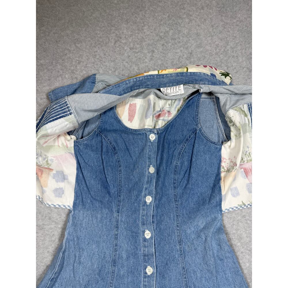 Vintage Petite Sophisticate Womens Size 6P Denim Patchwork Dress - Picture 13 of 14